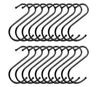 Pumuky Lot de 20 Crochet S Acier Inoxydable,Crochets de Suspension en S,Pour la Cuisine, Extérieur, Jardin, Intérieur,Crochet en S Metal (Noir)