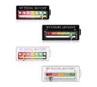 Pumwoy 4 Pièces My Social Battery Pin, Broches De Batterie Sociale Épingle émotionnelle Amusante, Épingles D'humeur Interactives Broches Amusantes pour la Santé Mentale, My Social Battery