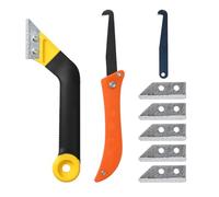 Pumwoy 8 Pièces Grattoir Joint Carrelage, Outils de Nettoyage de Coulis de Grattoir avec 5 Lames de Rechange et 1 Scie Coudée, Grattoir a Dejointer Carrelage pour Carrelagé Cuisine,Salle de Bain