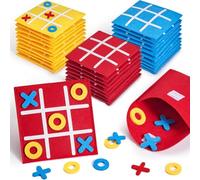 Pumwoy Lot de 12 mini jouets éducatifs Tic Tac Toe en feutre - Pour anniversaire d'enfant, fête des enfants, maison, école, fête (4 couleurs)