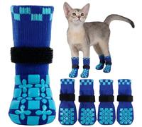 PUMYPOREITY 2 Paires Chaussette Chat Anti Grattage, Chaussures Chat Protection Cat Paw Protector Sock for Injured Cat, Chaussettes pour Empêcher De Se Mordiller Les Pieds(Bleu, 3XS)