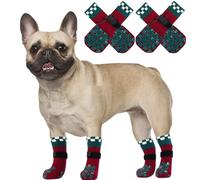 PUMYPOREITY 2Paires Chaussettes Antidérapantes Chien, Chaussette Protection Plaie Protege Coussinet Chaussettes Chien Blessure Intérieur(Rouge, M)