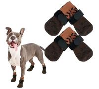 PUMYPOREITY 2Paires Protection Coussinet Chien, Protection de Pattes Antidérapante Chien Chaussures Protection Chien Blessé Chaussures Hiver Chien Chausson Chien Protection Blessure(Jaune Marron, L)