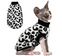 PUMYPOREITY Chandail d'hiver chaud pour chat - Tricot super doux et élastique avec polaire en peluche, design facile à enfiler avec col et poignets côtelés, tenue extensible pour une utilisation en
