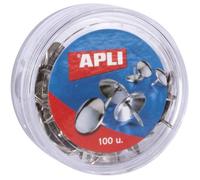 Punaises - APLI - Boîte Ronde de 100 - Acier Nickelé - Tête Ronde - Mixte