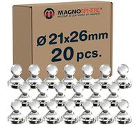 Punaises magnétiques épingles de néodyme aimants Ø 21x26mm 10 pcs. jusqu'à 2kg, Couleur:Blanc