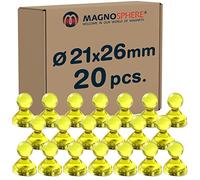 Punaises magnétiques épingles de néodyme aimants Ø 21x26mm 10 pcs. jusqu'à 2kg, Couleur:Jaune