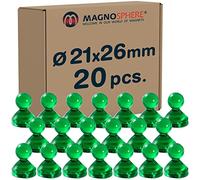 Punaises magnétiques épingles de néodyme aimants Ø 21x26mm 10 pcs. jusqu'à 2kg, Couleur:Vert