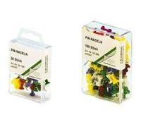 Wedo 54299 épingles Diabolo forme de dans une boîte transparente, 100 Pièces, farbigsortiert