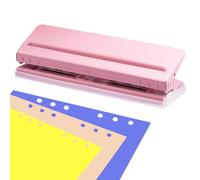 Punch à 6 Trous, Perforatrice de Papier, Perforateur Réglable à 6 Trous, Capacité de Perforation de 6 Feuilles Métal Perforatrice, pour Papier A3, A4, A5, B3, B4, B5(Rosa)