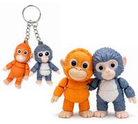 Punch Kun Figurines Singe et sa Peluche + Clés Singes Articulés - Set Macaco, Peluche et Porte-clés Flex - Pack Zoo Japon - Figurine Singe Virale - Cadeau avec Signification pour Amoureux des Animaux