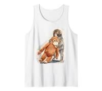 Punch - Mignon bébé Singe et Orang-outan en Peluche Aquarelle Débardeur