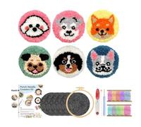 Punch Needle Coaster Kit, Hooking Embroidery Set, Animal Pattern Crafts, Relaxation Art Tool, Cute Handmade Activity for Beginners Kids Adults, DIYers Home Projects 3,94 x 3,94 in
