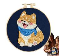 Punch Needle Kit - 8 Inch Wooden Embroidery Hoop Craft, Beginner Embroidery Kit for Adults Crafts with Thread Needles | Anxieety Relieef Crafting, Meditative Art Practice, Textile Art Project