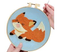 Punch Needle Kit - 8 Inch Wooden Embroidery Hoop Craft, Beginner Embroidery Kit for Adults Crafts with Thread Needles | Anxieety Relieef Crafting, Meditative Art Practice, Textile Art Project