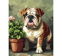 Punch Needle Kit Adulte Bouledogues De Dessin Animé Et Fleurs Kit De Broderie Pour Tapis À Faire Soi-Même,Kits De Tapisserie Et De Tapiss Au Crochet À Nouer Pour Débutants,Adultes Et Enf 31x45in