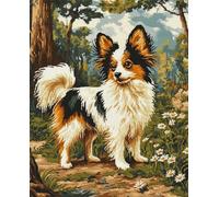 Punch Needle Kit Adulte Chien Papillon Animaux Et Paysagestapis À Loquet Pour Bricolage Avec Ensembles D'Outils De Coussin De Point De Croix Pour Débutants Et Adultes Kit De Tapisserie 31x45in