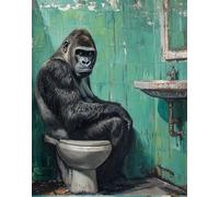 Punch Needle Kit Adulte Gorille De Dessin Animétapis À Loquet Pour Bricolage Avec Ensembles D'Outils De Coussin De Point De Croix Pour Débutants Et Adultes Kit De Tapisserie À Broder G 31x63in