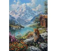 Punch Needle Kit Adulte Léopards,Animaux Et Paysages Kits De Tapis À Crochet De Loquet Pour Adultes Débutants Extra Large,Ensemble De Crochet Diy,Fabrication De Tapisserie Kit,Coussin 21x29in