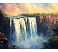 Punch Needle Kit Adulte Peinture À l'huile De Paysage De Cascadekit De Tapis À Crochet De Loquet DIY Latch Hook Rug Kits ，Tapisserie pour La Décoration Intérieure 21x29in