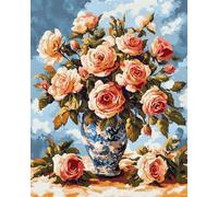 Punch Needle Kit Adulte Roses Dans Un Vasetapis À Loquet Pour Bricolage Avec Ensembles D'Outils De Coussin De Point De Croix Pour Débutants Et Adultes Kit De Tapisserie À Broder Grand 31x45in