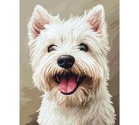 Punch Needle Kit Adulte Terrier Blanc Des Highlands De L'Ouest Kits De Fabrication De Tapis De Paillasson,Tapisserie À Crochet Imbriqué,Emballage Cadeau Diy Pour Adolescents/Adultes Avec 31x63in