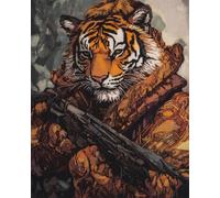 Punch Needle Kit Adulte Tigre De Dessin Animétapis À Loquet pour Bricolage avec Ensembles D'Outils De Coussin De Point De Croix pour Débutants Et Adultes Kit De Tapisserie À Broder GRA 31x63in