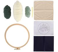 Punch Needle Kit Embroidery Starter Kit Green Leaves Pattern Easy Operation DIY Craft Set for Beginners Adults Kids Home Decor Cotton Plastic 8.3x7.9in Hoop