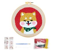 Punch Needle Kit, Set Prêt à Broder avec Cadre Circulaire DIY Panda Handcraft Broderie D'Aiguille de Poinçon Démarrage de Crochet Broderie D'aiguilles à Poinçonner pour Adulte Enfant Débutant (03)