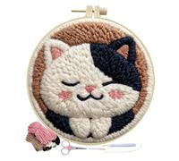 Punch-Needle-Set | Interaktives Stickset Mit Niedlichem Katzenmotiv | Punch-Needle-Sets Für Erwachsene | Zur Stressbewältigung, Für Eltern-Kind-Bindung, Anfänger, Kinder Und Bastelbegeisterte