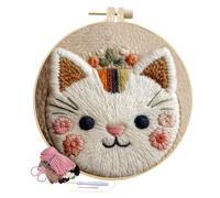 Punch-Needle-Set | Interaktives Stickset Mit Niedlichem Katzenmotiv | Punch-Needle-Sets Für Erwachsene | Zur Stressbewältigung, Für Eltern-Kind-Bindung, Anfänger, Kinder Und Bastelbegeisterte