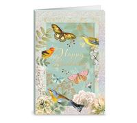 Punch Studio Carte d'anniversaire 3D Shadow Box avec accents en feuille d'or 11,4 x 16,8 cm, jardin
