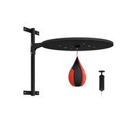 Punching ball poire de vitesse boxe avec support plateau tournant + pompe MDF acier revêtement synthétique rouge noir
