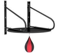 HOMCOM Punching Ball Poire de Vitesse Boxe avec Support Plateau tournant + Pompe en Bois Hauteur Réglable Acier revêtement synthétique Rouge Noir