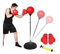 Punching Ball, Support de Balle de Poinçon Réglable en Hauteur, Ensemble de Boxe pour Ballon de Vitesse avec des Gants et Une Pompe Idéal pour Adultes ou Enfants