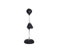 HomCom Punching ball sur pied réglable 126-144 cm acier avec gants pompe et base de lestage Noir