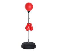 HOMCOM Sac de Frappe sur Pied Punching Ball sur Pied réglable en Hauteur 126-144 cm avec Gants, Pompe et Base de lestage pour Adolescents et débutants Rouge