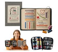 punchora DIY Embroidery Stitch Book - Livre de broderie pour débutants avec 60+ motifs, carnet textile pages en tissu, kit complet avec aiguille fil ciseaux enfile-aiguille, guide pas-à-pas