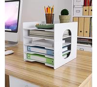 PUNCIA 5 Niveaux Organisateur de Bureau Corbeilles à Courrier Étagère de Casier A4 Module de Rangement Support de Classement Papier Porte Document Plateaux de Fichier pour Bureau à Domicile