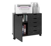 PUNCIA 78x40x60CM Armoire de Rangement de Dossier Meuble de Fichier Classeur d’Archives pour Bureau Caisson de Bureau Support d'Imprimante Mobile Placard de Rangement pour Documents (Noir)
