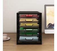 PUNCIA Boîte de rangement en maille à 6 tiroirs - Organiseur de documents de bureau - Fournitures de bureau et accessoires - Rangement de papeterie A4 - Bac à lettres en métal pour la maison et le