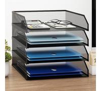 PUNCIA Corbeilles à Courrier en Maille Métallique à 4 Niveaux Organiseur de Bureau Multimédia Boîte de Rangement Organisateur de Tiroir Support d'Empilage Documents