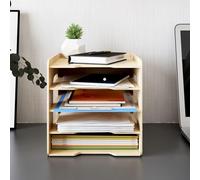 PUNCIA Organisateur de Bureau à 5 Niveaux en Bois Stocakge de Fichier A4 Documents Vertical Compartiment de Rangement Bac à Courrier Plateaux de Classement de Fichier pour Bureau Maison et École