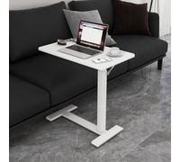 PUNCIA Table de Chevet Médicale Réglable avec Roulettes Cachées 68x40 CM Bureau Debout Mobile Plateau Appoint Portable Table de Lit Amovible Chariot d'Ordinateur Roulant pour Hôpital et Maison (Blanc)