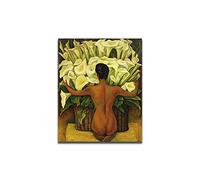 PUNDY Art tableaux de Diego Rivera: Femme aux lys calla. Impressions sur toile pour salon bureau. Reproduction de peintures célèbres sur toile 80x104cm uniquement sur toile