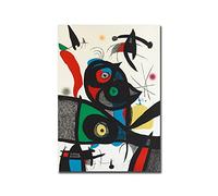 PUNDY Tableaux d’art mural Joan Miró. Peintures de renommée mondiale: planche 3. Reproduction imprimée sur toile. Impression murale décorative 70x105cm uniquement sur toile