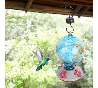 PUNELE Efficheur d'eau en Verre, Mangeoire coloré, Décor de Jardin Attrayant avec Crochet Suspendu, Perchoir au Repos et Base à L'épreuve, Facile à Assembler, Remplir et (H)