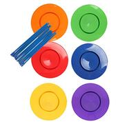 PUNELE Lot de 6 assiettes de jonglage en plastique avec 12 baguettes pour enfants et adultes, jouets de cirque, accessoires d'acrobatie