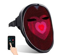 PUNELE Masque LED pour Halloween - Masque lumineux LED - Programmable - 46 x 58 cm - Avec contrôle par application - Détection de gestes - 40 animations - 30 images - Pour costume de cosplay