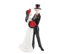 PUNELE Statue de couple de mariés squelette Jour des morts Couple de squelettes dansant Halloween Romantique Mariée Figurine de marié